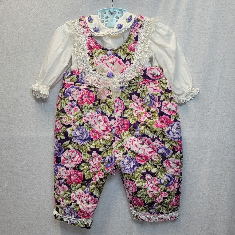 Vtg 80s 90s A Little Angel Quilted Overall 6 To 9 Month RARE
